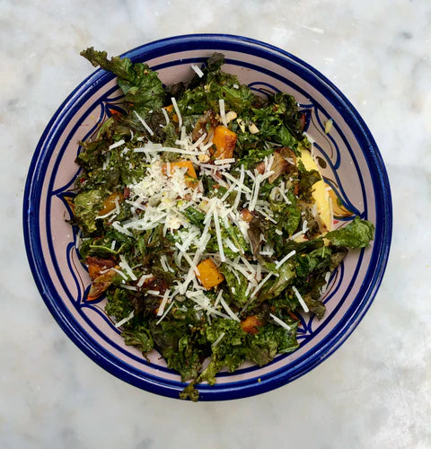Soft Polenta With Roasted Squash, Kale & Hazelnuts